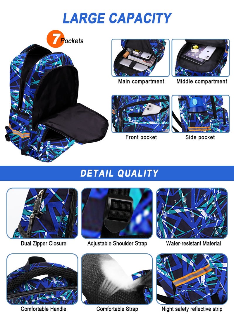 HomarKet - Kids Rolling Backpacks Galaxy Printed Trolley School Bags Set Large Capacity Wheeled Kids' Luggage Bag for Elementary Boys Girls Schoolbag with Lunch Bag and Pencil Case - Image 1