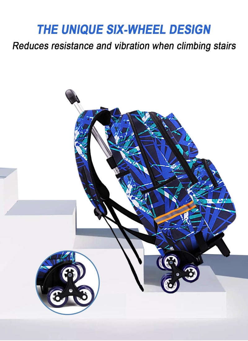 HomarKet - Kids Rolling Backpacks Galaxy Printed Trolley School Bags Set Large Capacity Wheeled Kids' Luggage Bag for Elementary Boys Girls Schoolbag with Lunch Bag and Pencil Case - Image 1