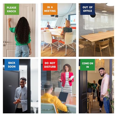 EliteSign Office Door Signs- 6 Options Out Of Office Sign for Door,Do Not Disturb, In A Meeting,Please Knock, Come On In,Back Soon, Privacy Slider Sign for Meeting & Conference Room Frosted Silver - Image 3