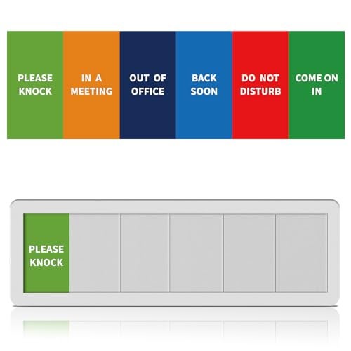 EliteSign Office Door Signs- 6 Options Out Of Office Sign for Door,Do Not Disturb, In A Meeting,Please Knock, Come On In,Back Soon, Privacy Slider Sign for Meeting & Conference Room Frosted Silver - Image 1