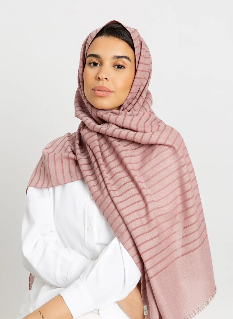 Kaafmeem Rosewood - Cotton Striped Tarha