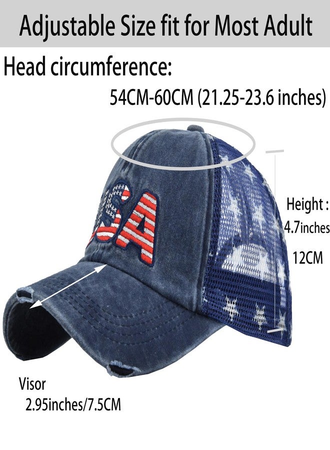 UTOWO American Flag Hat USA Unisex Vintage Embroidery Washed Distressed Hat Adjustable Baseball Cap - Image 2