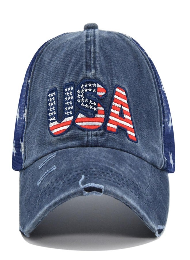 UTOWO American Flag Hat USA Unisex Vintage Embroidery Washed Distressed Hat Adjustable Baseball Cap - Image 1