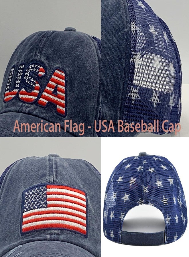 UTOWO American Flag Hat USA Unisex Vintage Embroidery Washed Distressed Hat Adjustable Baseball Cap - Image 3