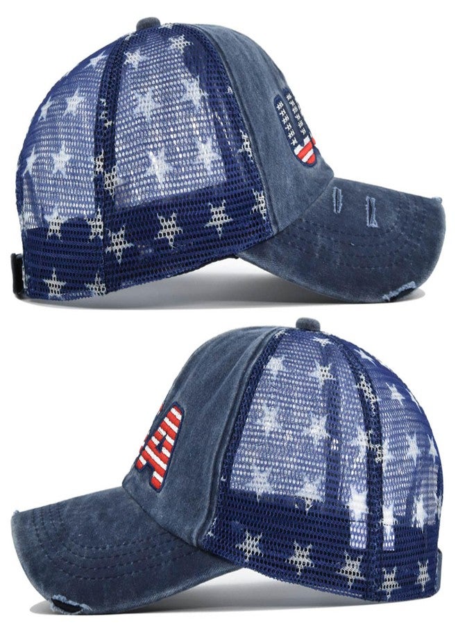 UTOWO American Flag Hat USA Unisex Vintage Embroidery Washed Distressed Hat Adjustable Baseball Cap - Image 4
