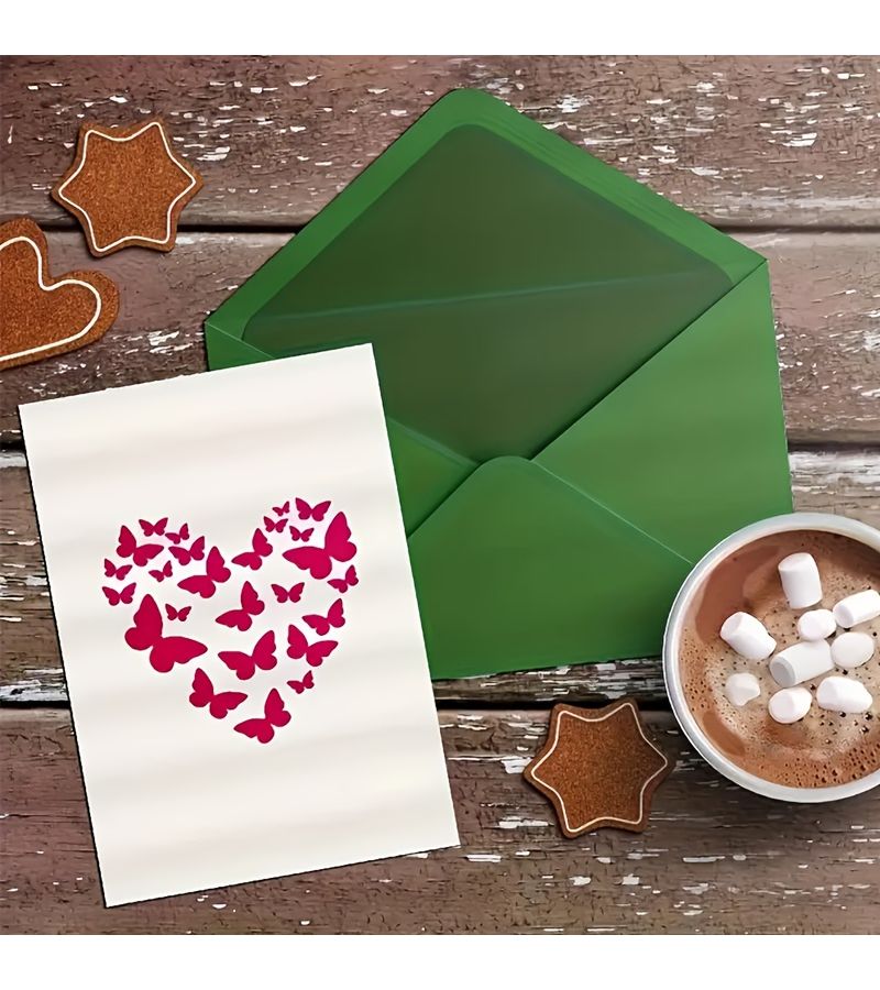 12pcs Butterfly And Heart Drawing Stencils Reusable DIY Templates For Fabric Paper Walls - Image 3