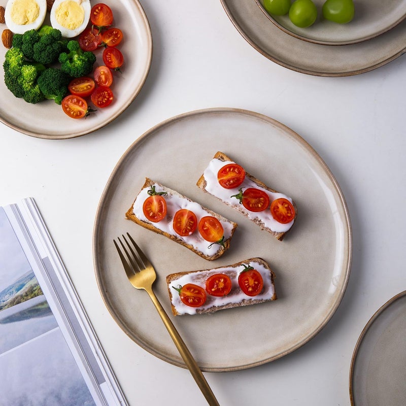 AmorArc Ceramic Dinnerware SetsHandmade Reactive Glaze Stonewre Plates and Bowls SetsHighly Chip and Crack Resistant  Dishwasher  Microwave Safe Dishes SetService for 4 12pc - Image 4