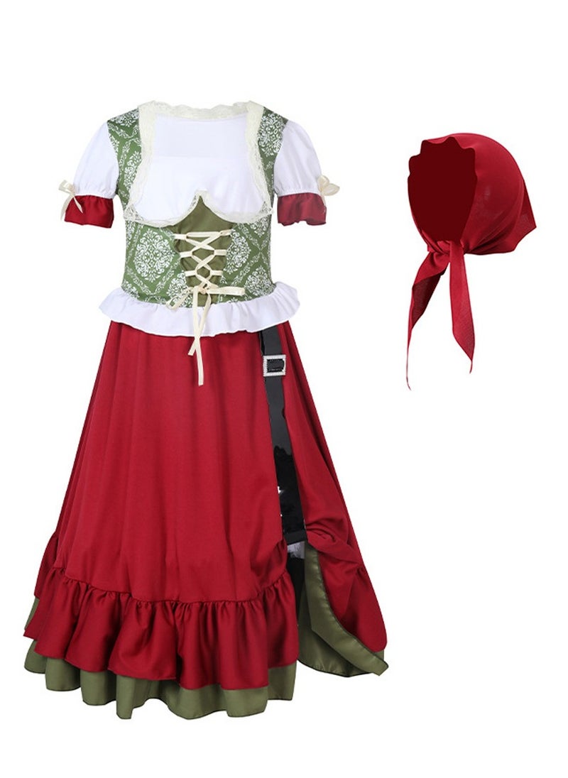 Al Aoyama Farm Girl German Harvest Festival Two-Piece Dress, Burgundy Dance Skirt Set  - Image 5