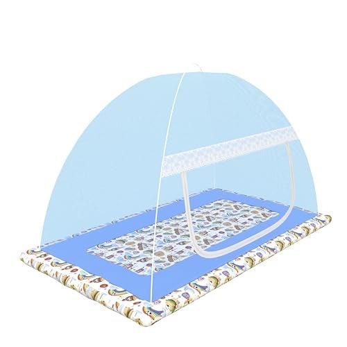 Fegore Foldable Baby Mosquito Net Strong Durable 30 GSM Use Polyester Material Premium Fabric Machardani for 0 to 24 Months Babies (Blue Color 4 Ft x 2.5 Ft Size) - Image 5