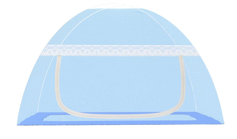 Fegore Foldable Baby Mosquito Net Strong Durable 30 GSM Use Polyester Material Premium Fabric Machardani for 0 to 24 Months Babies (Blue Color 4 Ft x 2.5 Ft Size) - Image 1