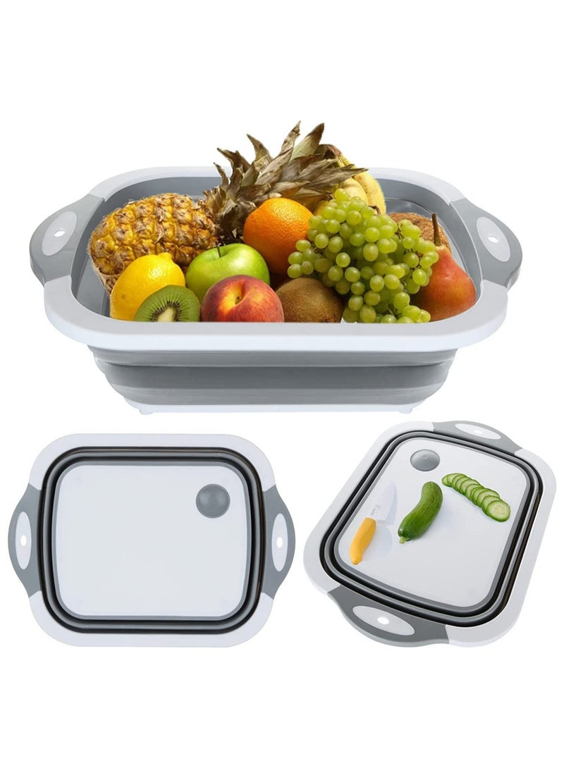 ELTRAZONE Multi-function 3-in-1 Collapsible Cutting Board Foldable Food Strainers,Drain Basket,Folding Drain Basket, Folding Chopping for Kitchen - Image 1