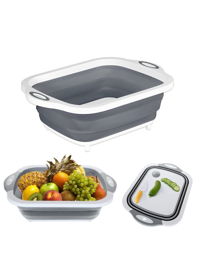 ELTRAZONE Multi-function 3-in-1 Collapsible Cutting Board Foldable Food Strainers,Drain Basket,Folding Drain Basket, Folding Chopping for Kitchen - Image 2