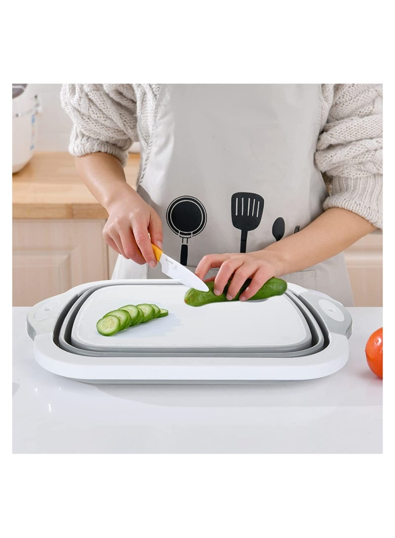 ELTRAZONE Multi-function 3-in-1 Collapsible Cutting Board Foldable Food Strainers,Drain Basket,Folding Drain Basket, Folding Chopping for Kitchen - Image 5