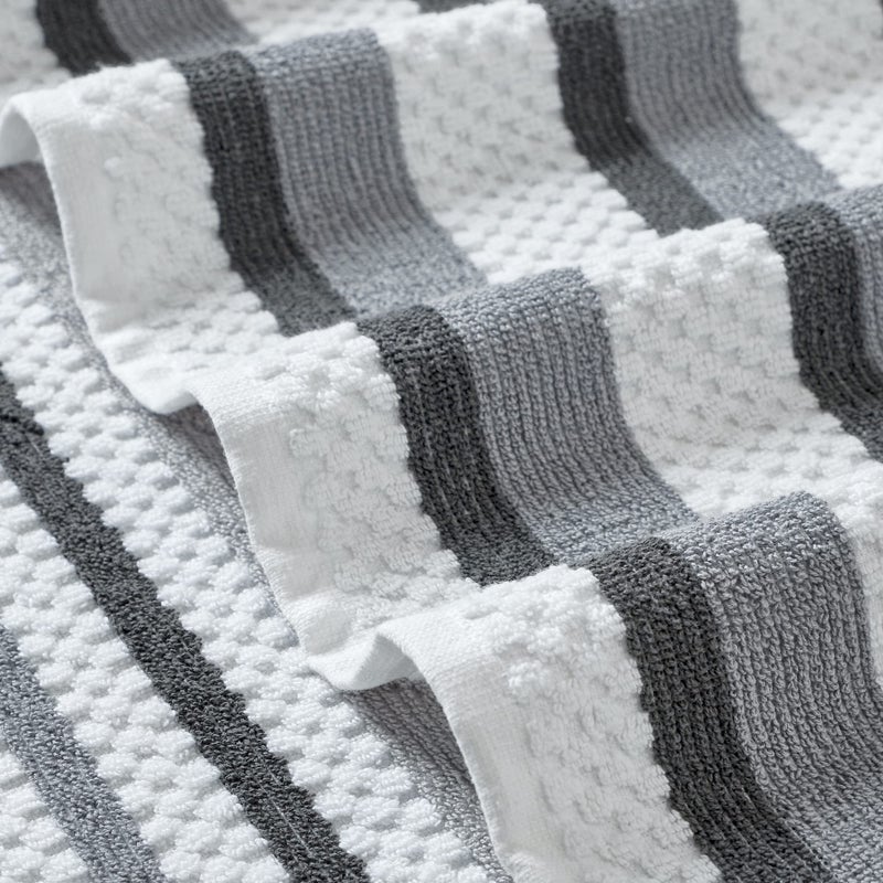 Modern Threads Pax 6-Piece Reversible Yarn Dyed Jacquard Towel Set - Bath Towels, Hand Towels, & Washcloths - Super Absorbent & Quick Dry - 100% Combed Cotton, Coal - Image 2