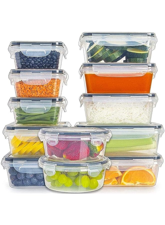 PROMASS Prep Container, Airtight Food Storage Container Set of 12 pcs,Re-usable Plastic Food Containers, Stackable Kitchen Organizer Boxes, Tupperware, BPA Free & Microwave Freezer Dishwasher Safe - Image 1