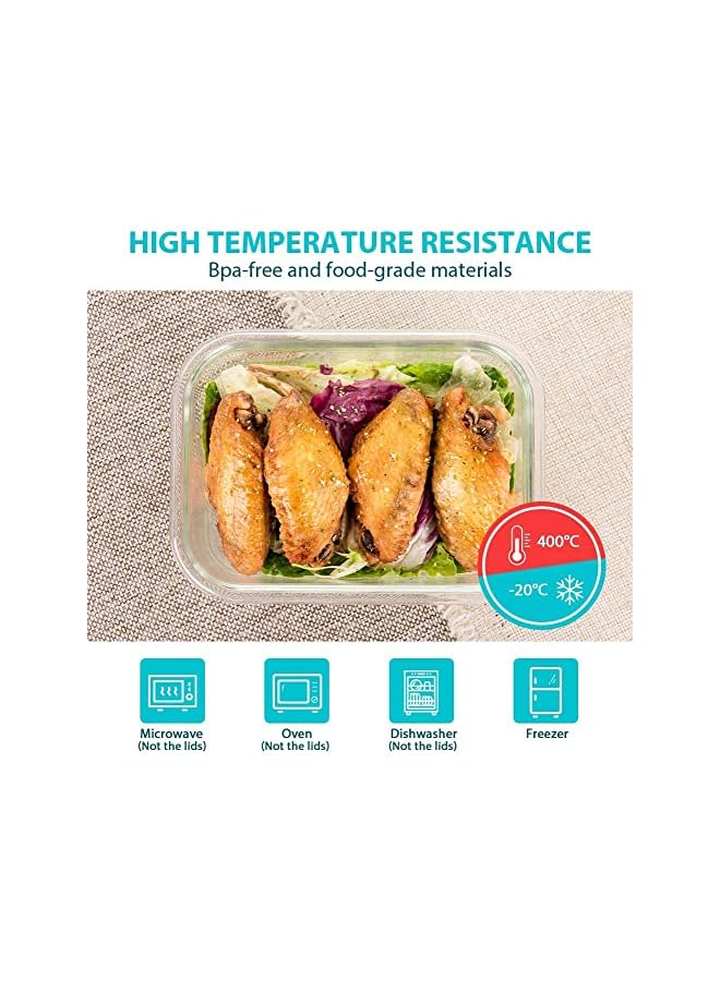 PROMASS Prep Container, Airtight Food Storage Container Set of 12 pcs,Re-usable Plastic Food Containers, Stackable Kitchen Organizer Boxes, Tupperware, BPA Free & Microwave Freezer Dishwasher Safe - Image 5