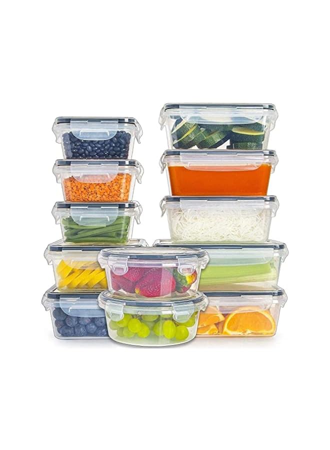 PROMASS Prep Container, Airtight Food Storage Container Set of 12 pcs,Re-usable Plastic Food Containers, Stackable Kitchen Organizer Boxes, Tupperware, BPA Free & Microwave Freezer Dishwasher Safe - Image 2
