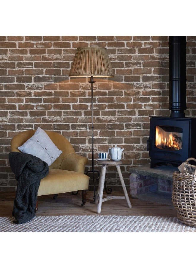 Timeet Vintage Brown Brick Wallpaper Peel and Stick Wallpaper 17.7"×197" Self Adhesive Brick Wallpaper Removable Faux 3D Brick Wallpaper for Walls Fireplace Autumn Home Decor - Image 3