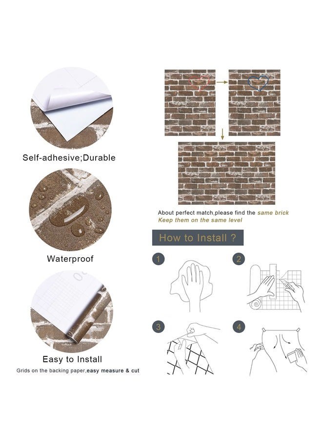 Timeet Vintage Brown Brick Wallpaper Peel and Stick Wallpaper 17.7"×197" Self Adhesive Brick Wallpaper Removable Faux 3D Brick Wallpaper for Walls Fireplace Autumn Home Decor - Image 5