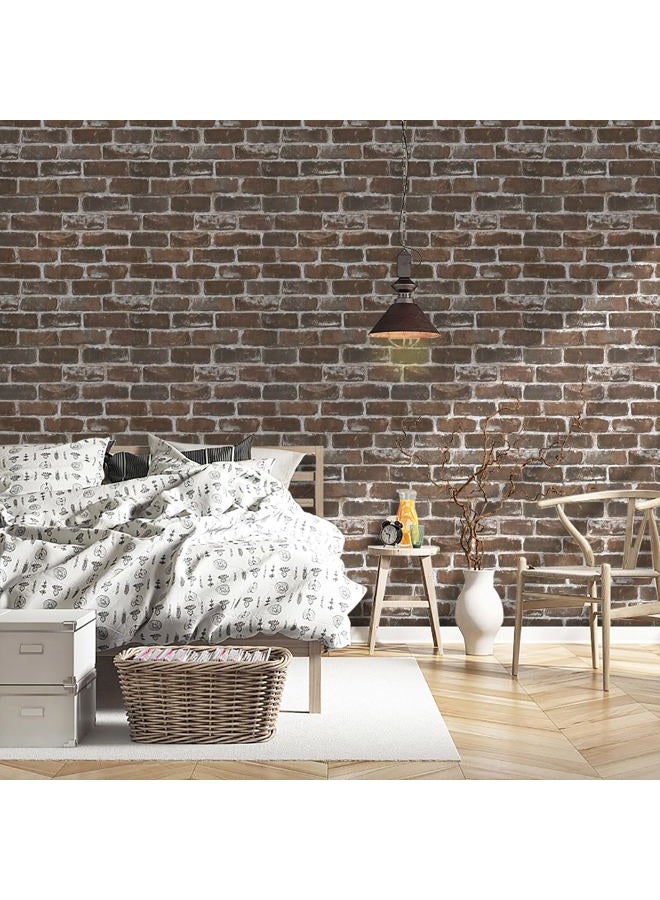 Timeet Vintage Brown Brick Wallpaper Peel and Stick Wallpaper 17.7"×197" Self Adhesive Brick Wallpaper Removable Faux 3D Brick Wallpaper for Walls Fireplace Autumn Home Decor - Image 4