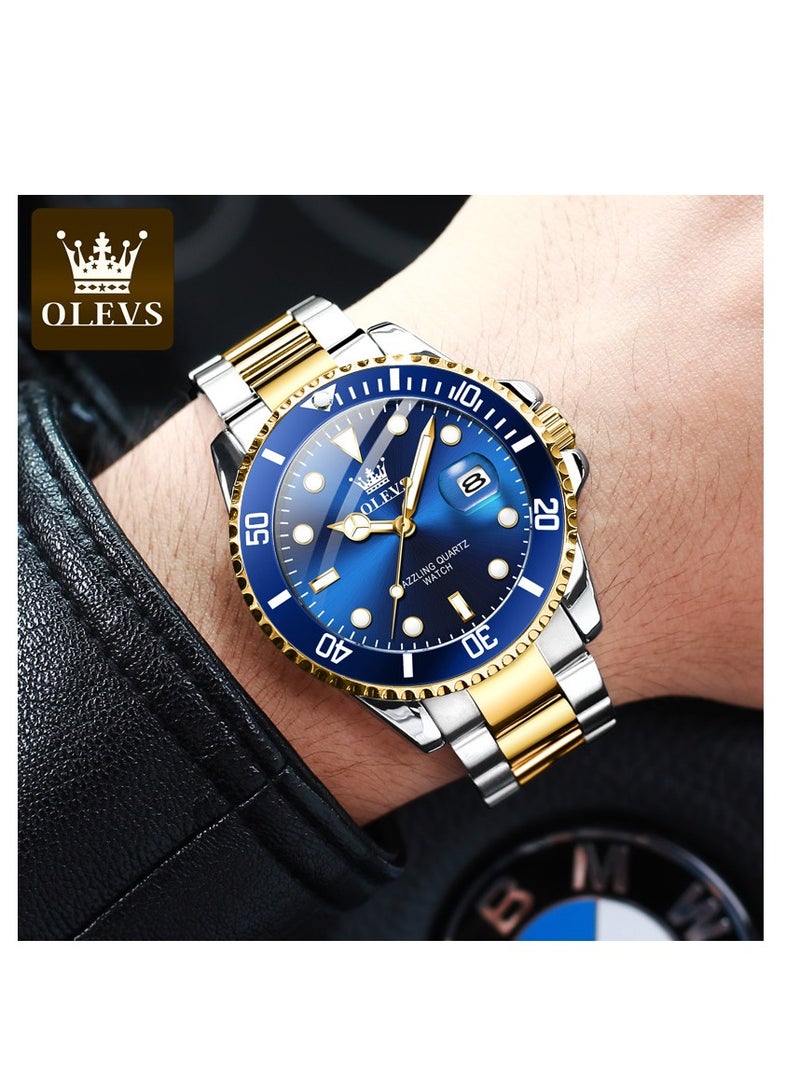 OLEVS Men's Stainless Steel Watch Diamond Business Quartz Watch Waterproof Luminous Luxury Casual Watch - Image 1