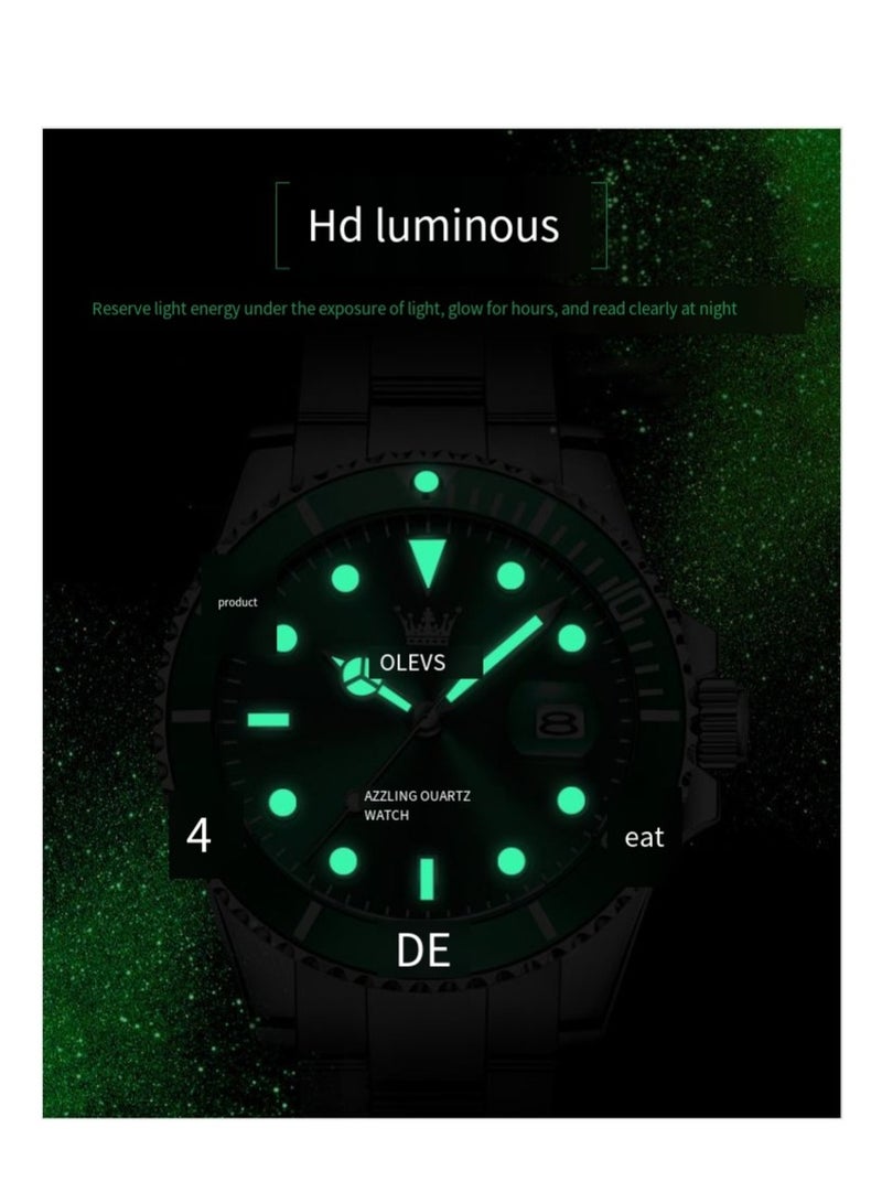 OLEVS Men's Stainless Steel Watch Diamond Business Quartz Watch Waterproof Luminous Luxury Casual Watch - Image 5