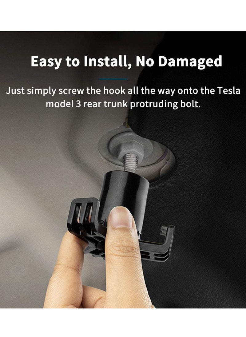 SYOSI - ABS Front Rear Trunk Grocery Bag Hook for Tesla Model 3, Frunk/Trunk Bolt Cover Front Hook Holding Clips, Hooks Clip Bolt Cover, Interior Accessories (Trunk hook, Black) - Image 1