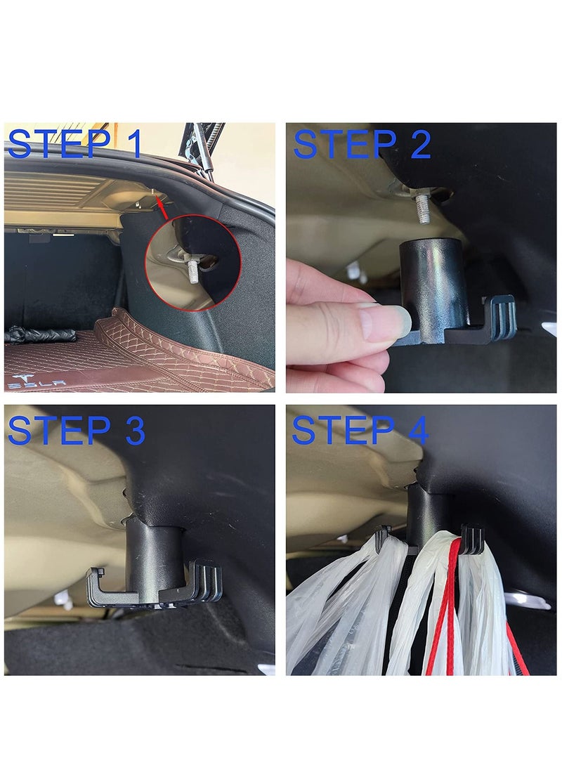 SYOSI - ABS Front Rear Trunk Grocery Bag Hook for Tesla Model 3, Frunk/Trunk Bolt Cover Front Hook Holding Clips, Hooks Clip Bolt Cover, Interior Accessories (Trunk hook, Black) - Image 1
