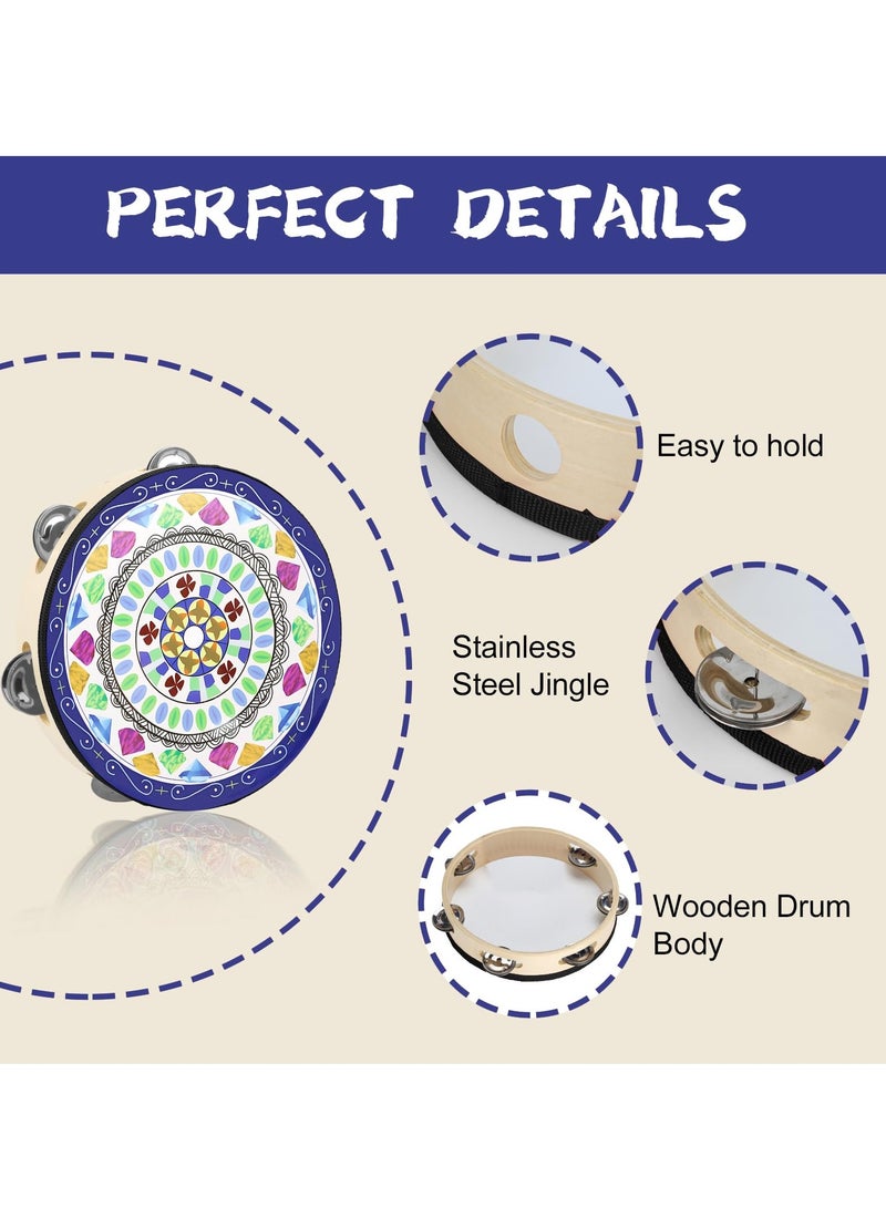 SYOSI Tambourine for Kids and Adults, 8-Inch Handheld Percussion Musical Instrument with Metal Jingles, Ideal for Family Parties, School, and Gifts  - Image 3