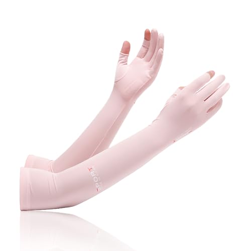 Massmot Hand Gloves for Sun Protection Arm Sleeves for Men Women, UV Sun Protection Arm Sleeves, Summer Cooling, Suitable for Cycling, Hiking, Fitness and Other Activities (Pink) - Image 1