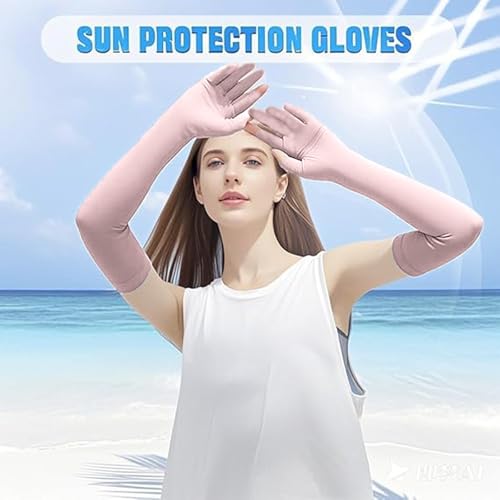 Massmot Hand Gloves for Sun Protection Arm Sleeves for Men Women, UV Sun Protection Arm Sleeves, Summer Cooling, Suitable for Cycling, Hiking, Fitness and Other Activities (Pink) - Image 4
