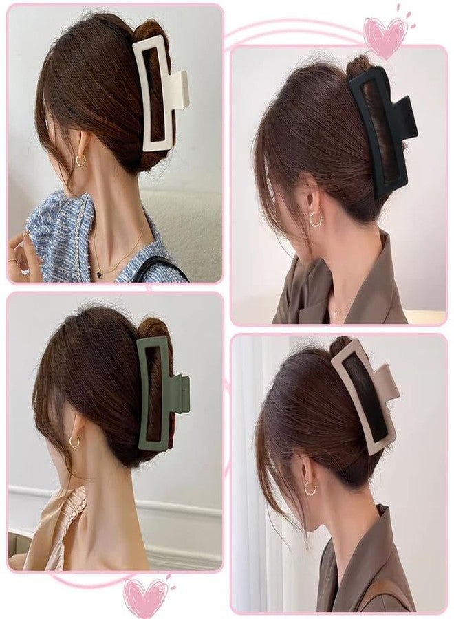 Minta Claw Clip,5 inch Plastic Matte Square Extra Large Clips,Rectangle Neutral Jaw Claw Clips for Long Hair Clips for Women Thick Thin Curly Straight Hair,4 Pack - Image 3