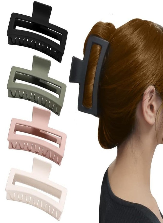 Minta Claw Clip,5 inch Plastic Matte Square Extra Large Clips,Rectangle Neutral Jaw Claw Clips for Long Hair Clips for Women Thick Thin Curly Straight Hair,4 Pack - Image 1