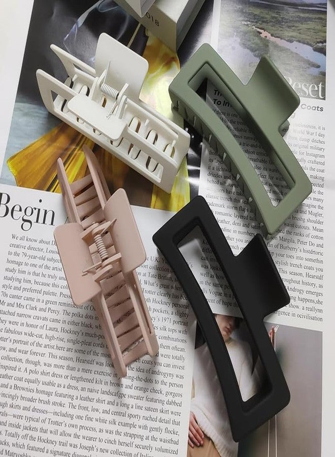 Minta Claw Clip,5 inch Plastic Matte Square Extra Large Clips,Rectangle Neutral Jaw Claw Clips for Long Hair Clips for Women Thick Thin Curly Straight Hair,4 Pack - Image 5