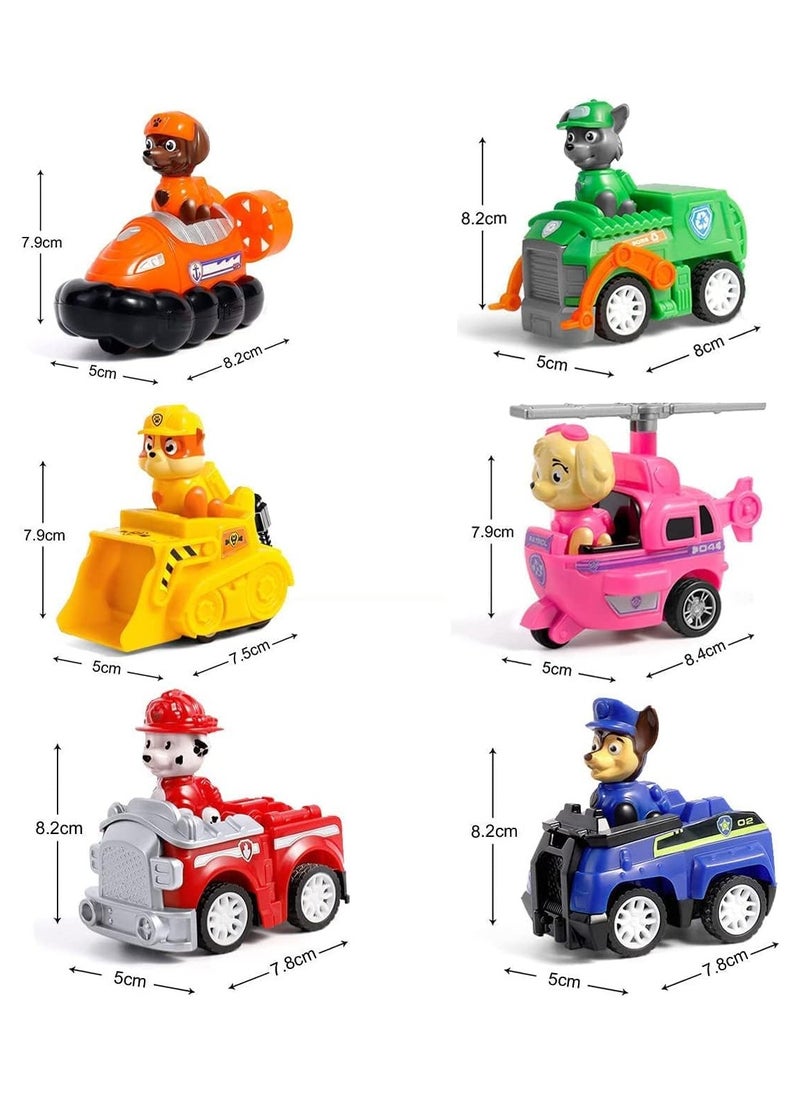 null - Paw Patrol 6-in-1 Pull Back Figures. All the characters are in one box, and they also come with their own cars. The cars run, but when you pull them back, they will go forward. Holiday toy, birthday gift, for children, boys, and girls. - Image 1