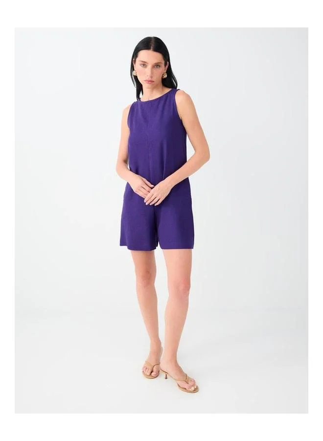 Jimmy Key Purple Pocket Detailed Linen-Blend Mini Dress.