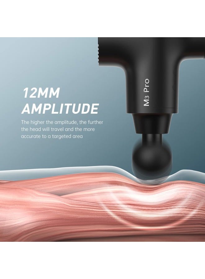 opove مسدس تدليك OPOVE M3 Pro 2 مع شاشة LED 2500 دورة في الدقيقة مع 5 مستويات بطارية 2600 مللي أمبير 12 مم سعة لتخفيف آلام العضلات باللون الأسود - Image 2