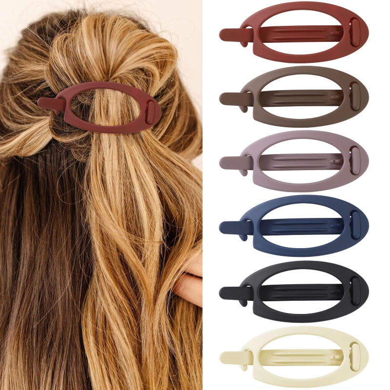 AWAYTR French Concord Hair Clips Claw 6Pcs Side Slid Flat Hair Clips for Volume Strong Hold No Slip Grip Hair Claw Clips for Women Girls Thick Thin Hair Matte OvalSmall335 inches - Image 2