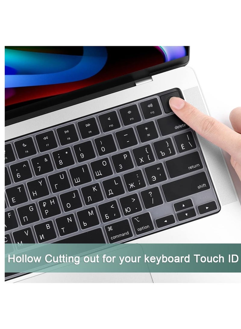 AMM US Version Russian English Silicone Keyboard Cover Skin Compatible with 2022 MacBook Air 13.6" A2681 M2 Chip, MacBook Pro 14" Model A2442 M1 Pro/Max & MacBook Pro 16" Model A2485 M1 Pro Max Chip - Image 5