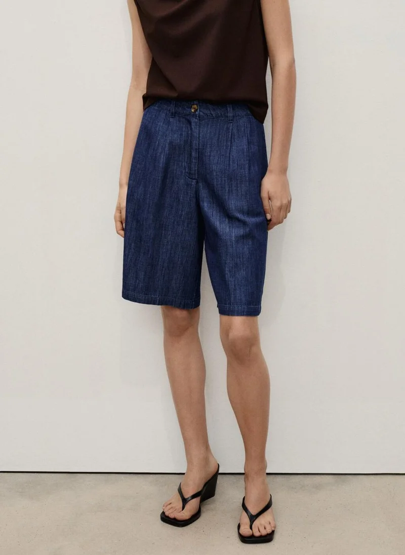 مانجو Rinse-Wash Denim Bermuda Shorts