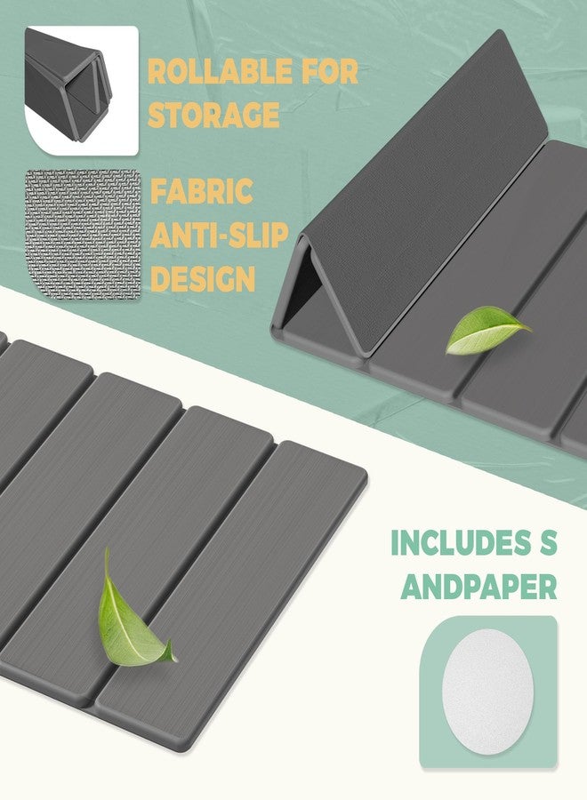 SYIPO Stone Bath Mat - Foldable Diatomite Bath Mat, 23.81 x 15.35”, Non-Slip, Super Absorbent, Quick Drying Bathroom Mat | Easy to Clean Shower Floor Mat, Dark Gray - Image 5