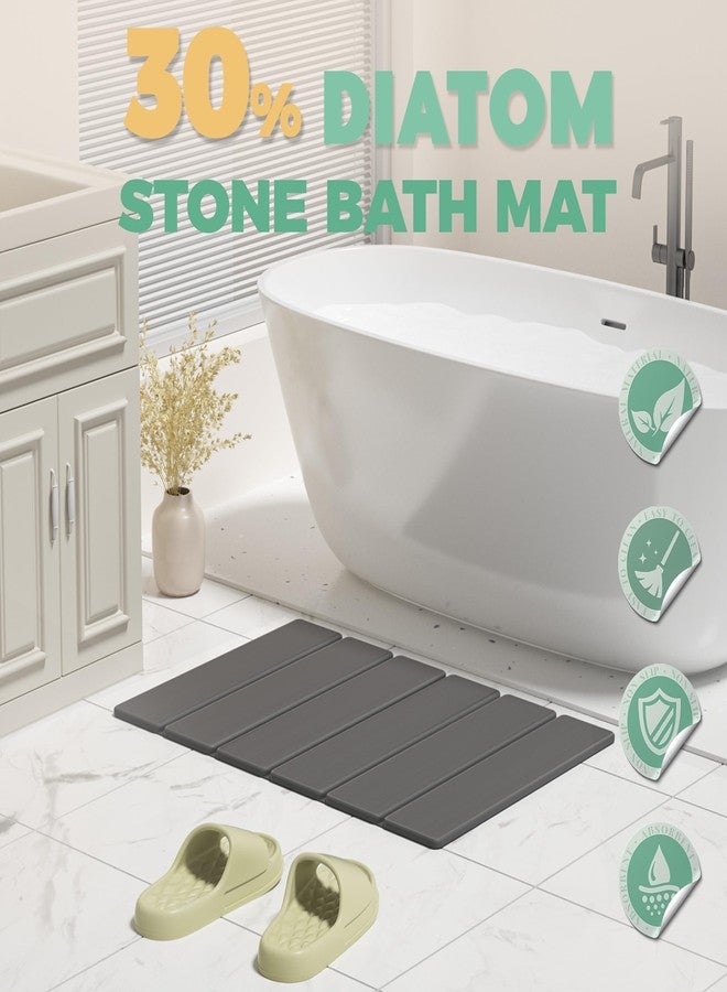 SYIPO Stone Bath Mat - Foldable Diatomite Bath Mat, 23.81 x 15.35”, Non-Slip, Super Absorbent, Quick Drying Bathroom Mat | Easy to Clean Shower Floor Mat, Dark Gray - Image 3