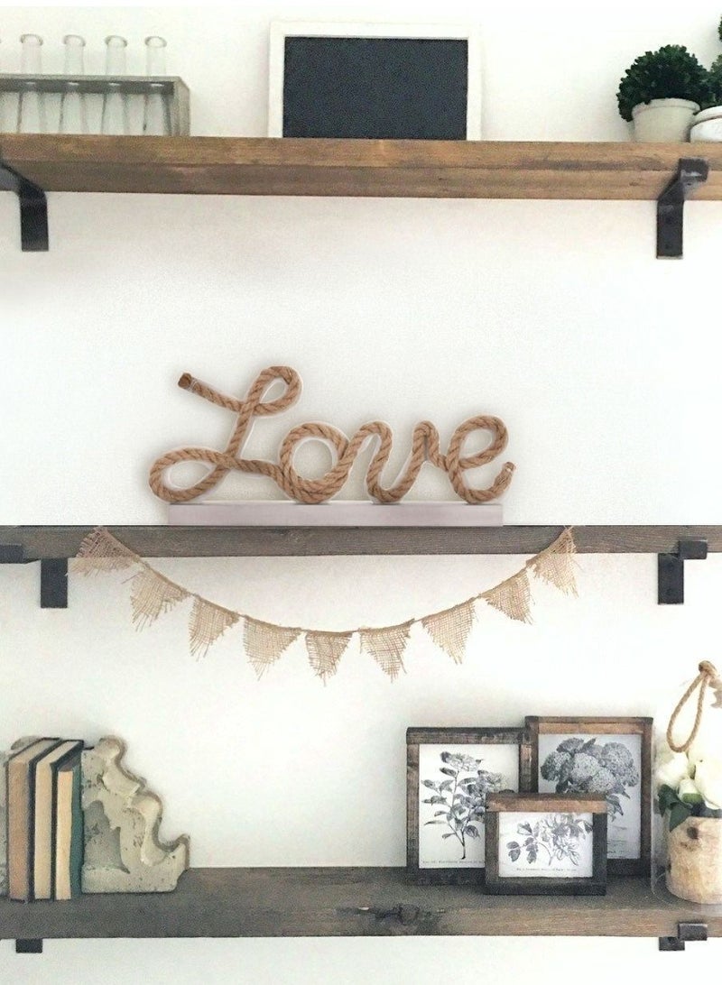 سلة إضاءة على شكل كلمة (لوف) بالانكليزية مصنوعة من الحبل والخشب - Image 5