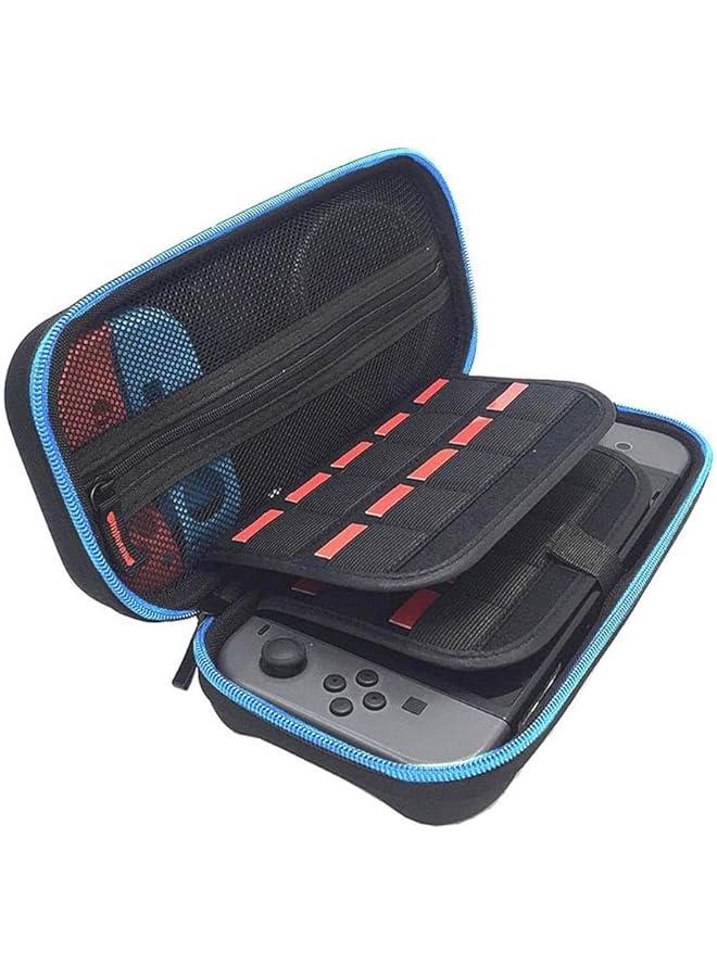 TRASSLE Switch Carrying Case Compatible with Nintendo Switch/Switch OLED, with 20 Games Cartridges Protective Hard Shell Travel Carrying Case Pouch for Console & Accessories (Blue) - Image 1