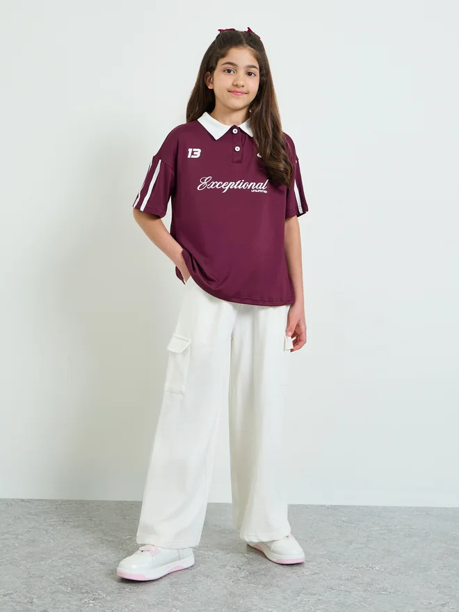 Styli Styli Teen Girls Printed Oversized Polo T-Shirt