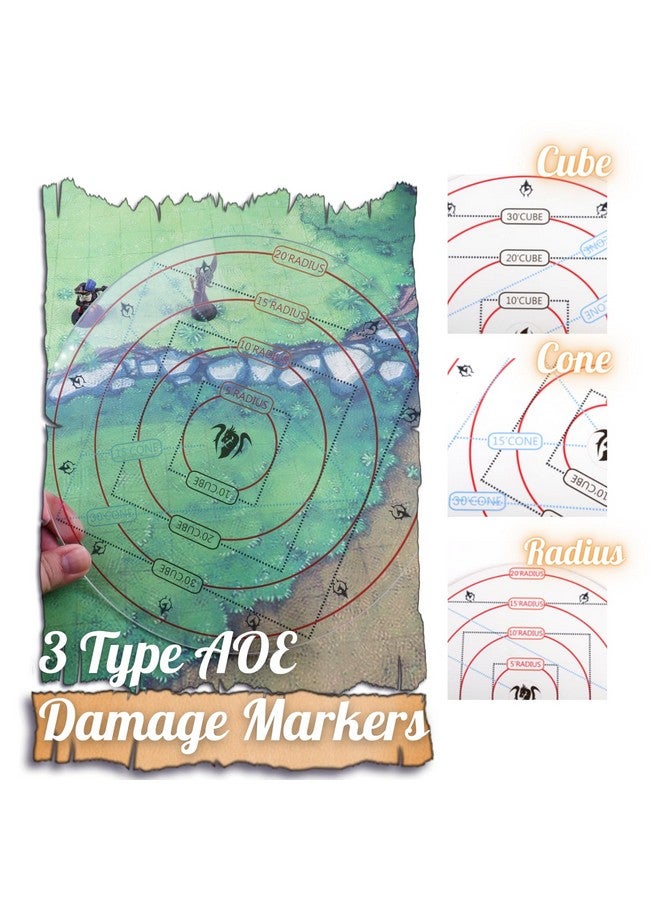 Byhoo Upgrade Dnd Aoe Damage Maker,Dnd Area Effect Template,Board Game Aoe Area Damage Measure Tool,Tabletop Game Mat Rpg Accessories For Dnd And Other Ttrpg,Table Game Props For Rpg - Image 4