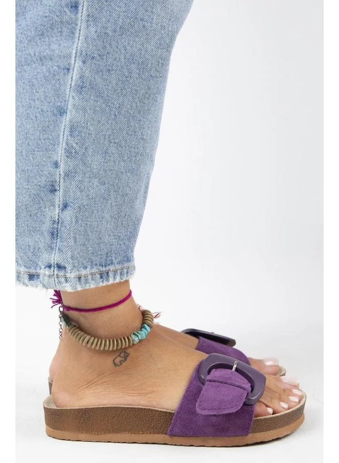 Manijero  Alandra Women's Genuine Leather Purple Slippers. for Women | Best Price UAE