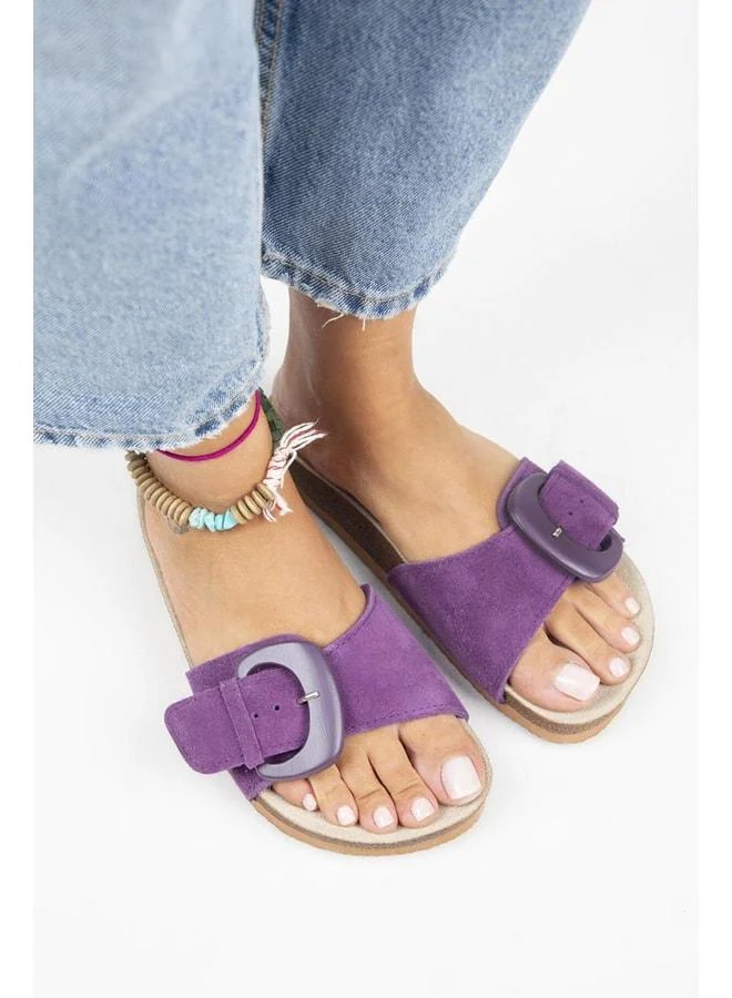 Alandra Women's Genuine Leather Purple Slippers.