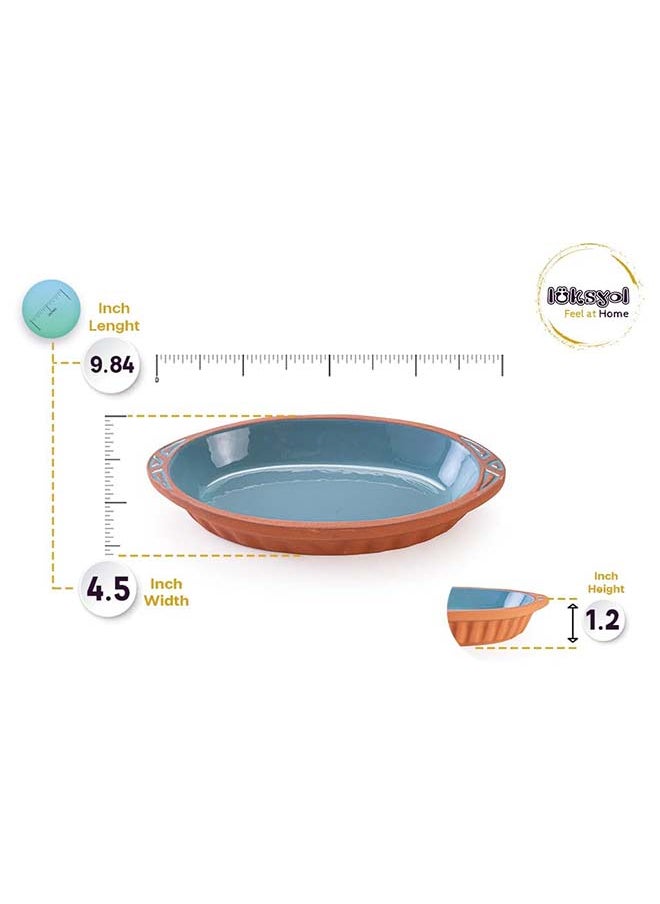 Handmade Clay Cookware for Mexican, Indian, and Korean Dishes - Turquoise Glazed Pottery Pan with Handles - 2 Pcs - Cooking, Baking, and Serving in Style with Authentic Clay Cookware