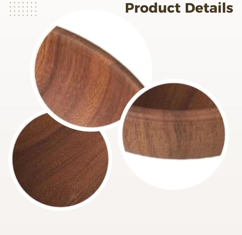 Salad Bowl Set with Acacia Wood Bowl, 7.1 in Size, Includes Spoon and Fork, Food Safe, Gift Box Packing - Image 2